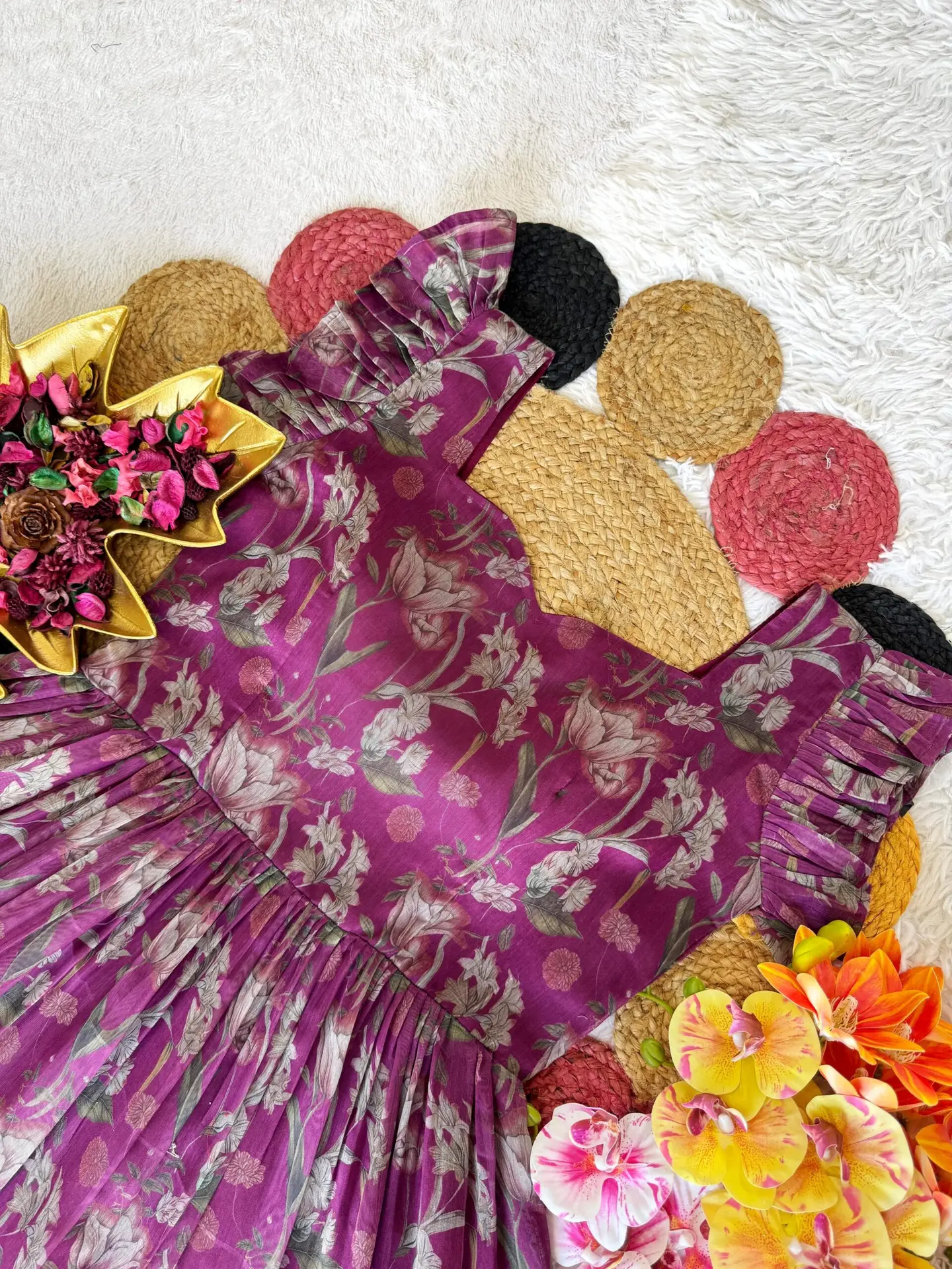 Chanderi floral midi gown - Image 2