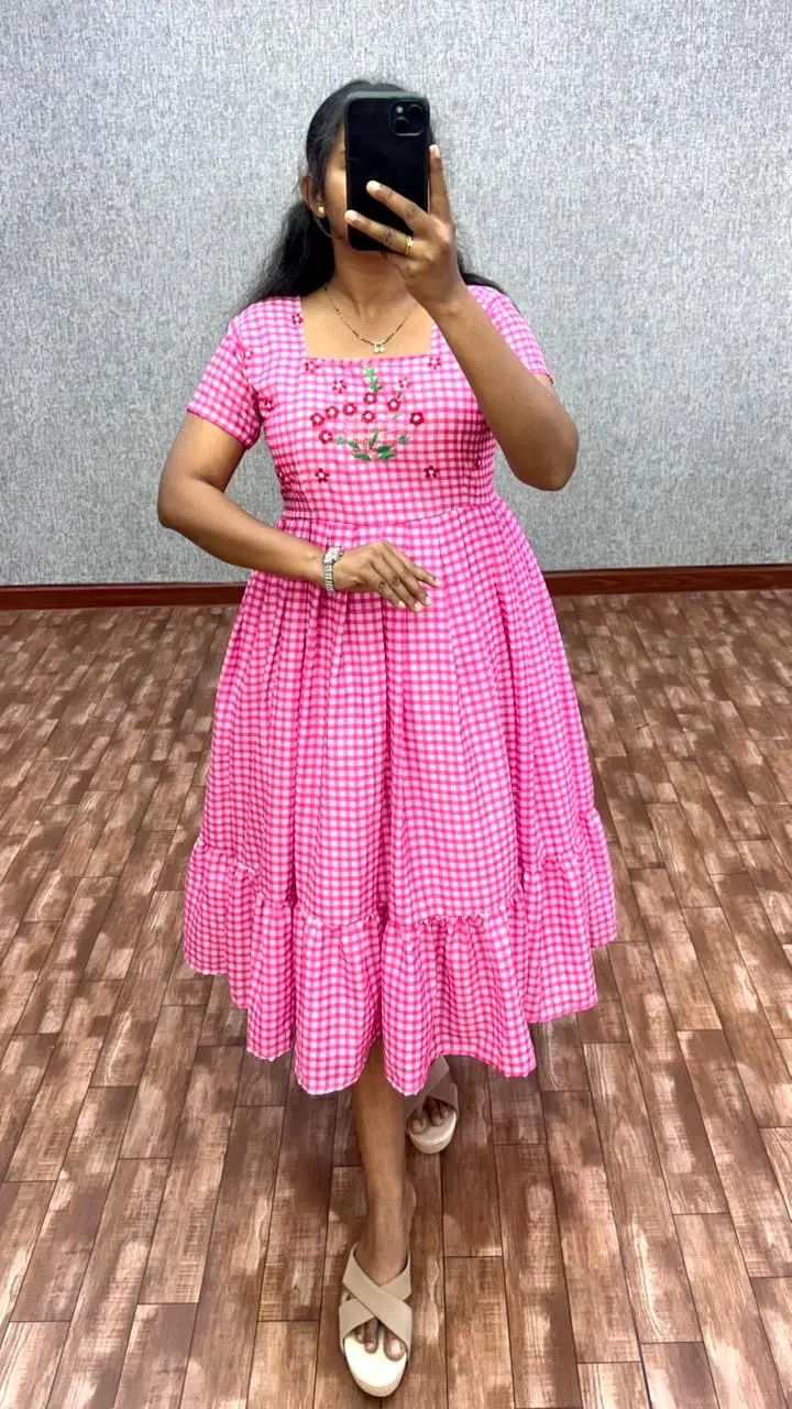 Checked gown