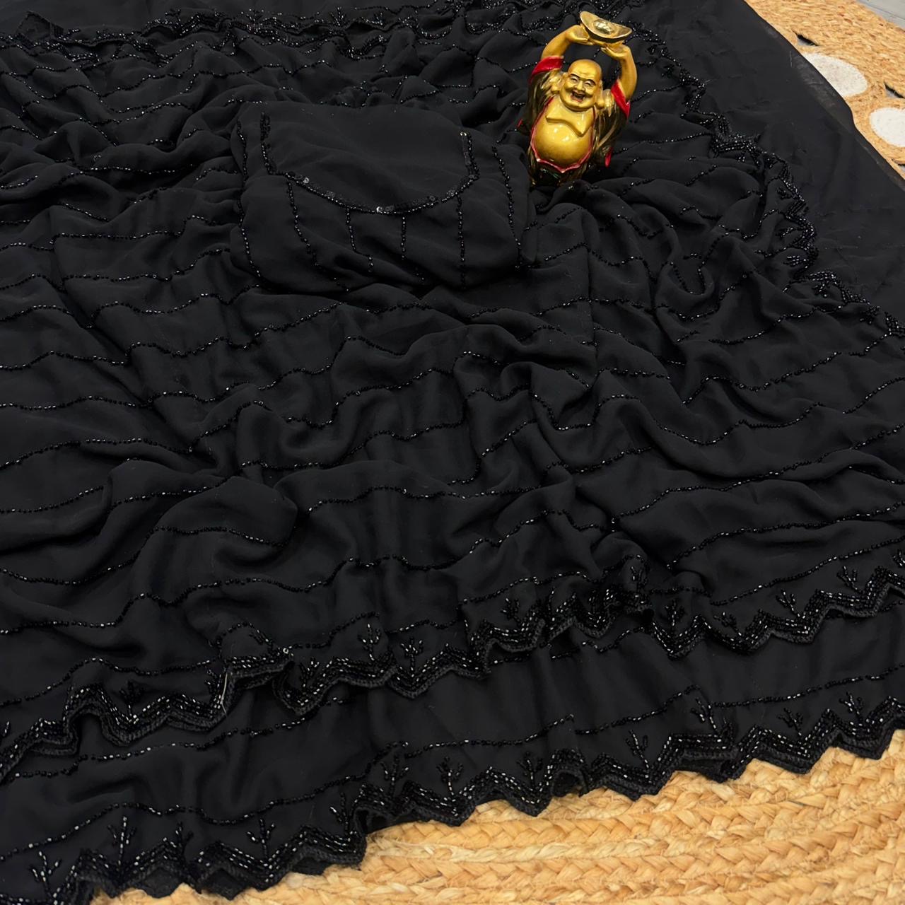 Black sequence saree