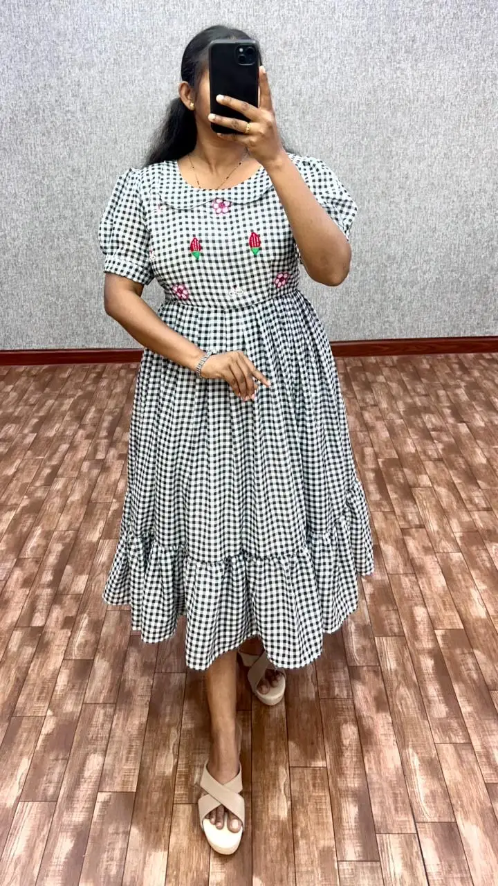 Checked gown