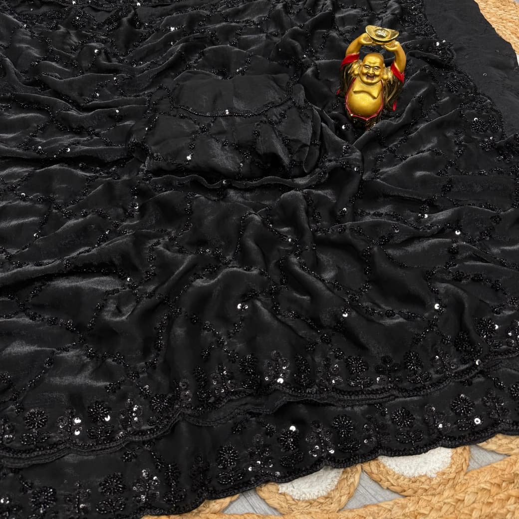 Space silk black saree