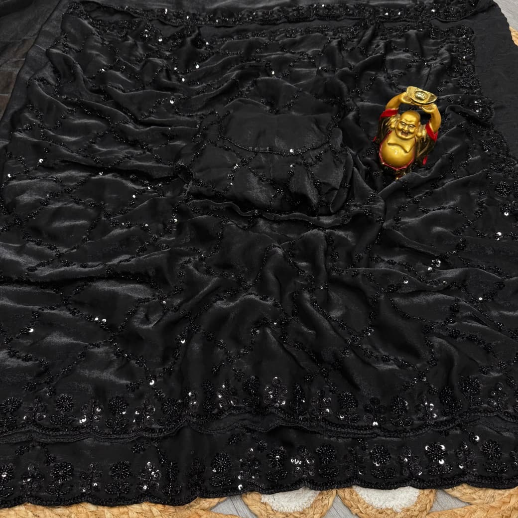 Space silk black saree