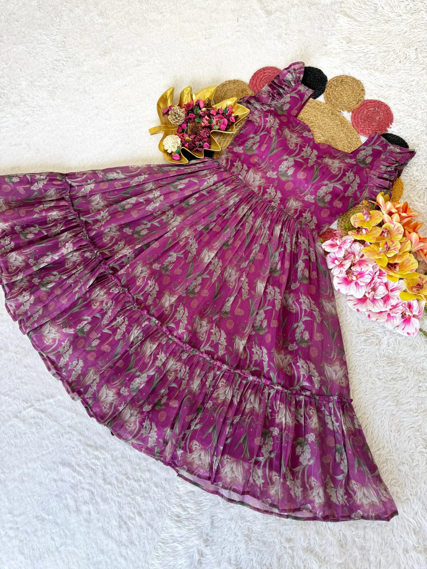 Chanderi floral midi gown