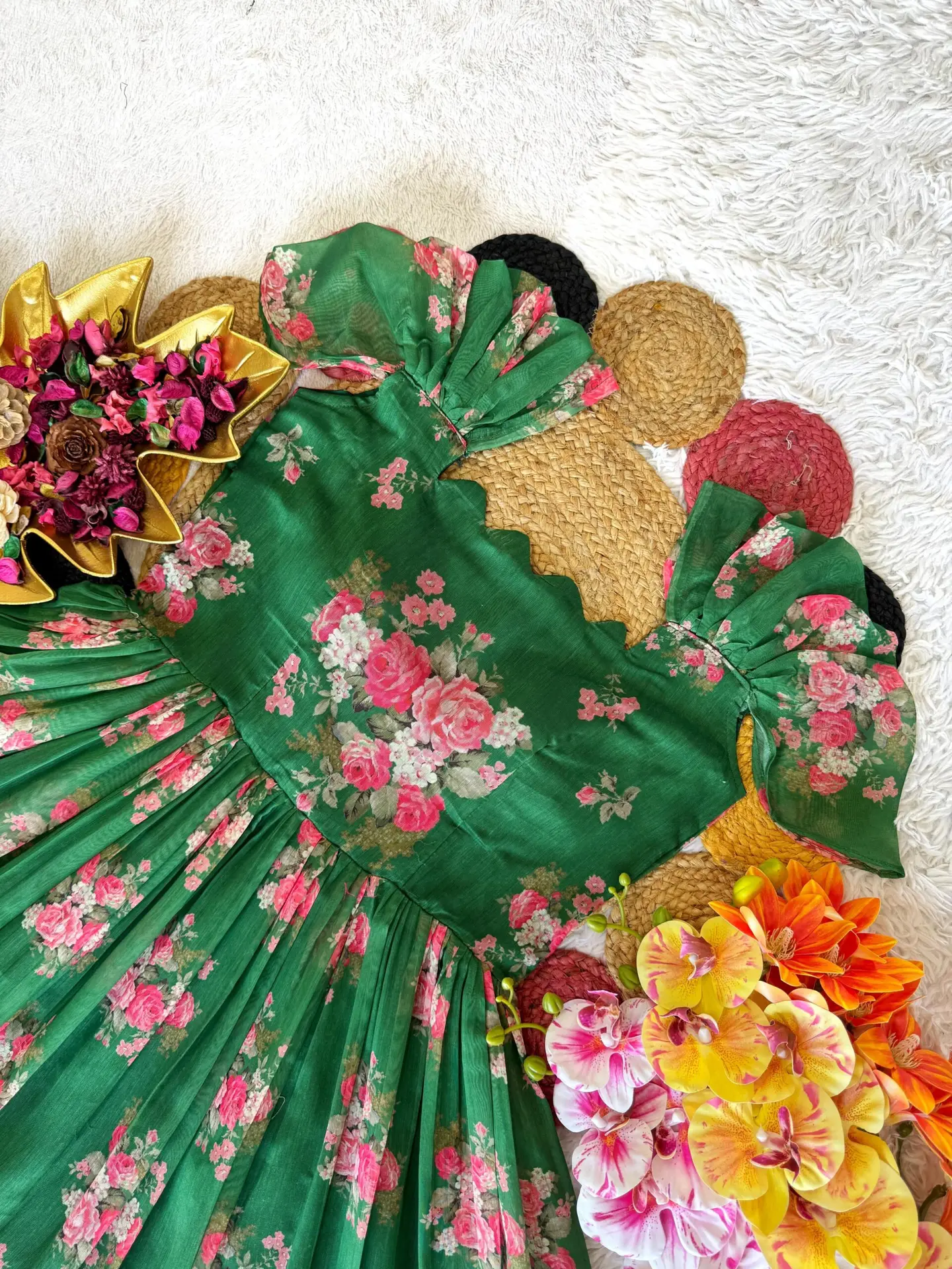 Chanderi floral midi gown