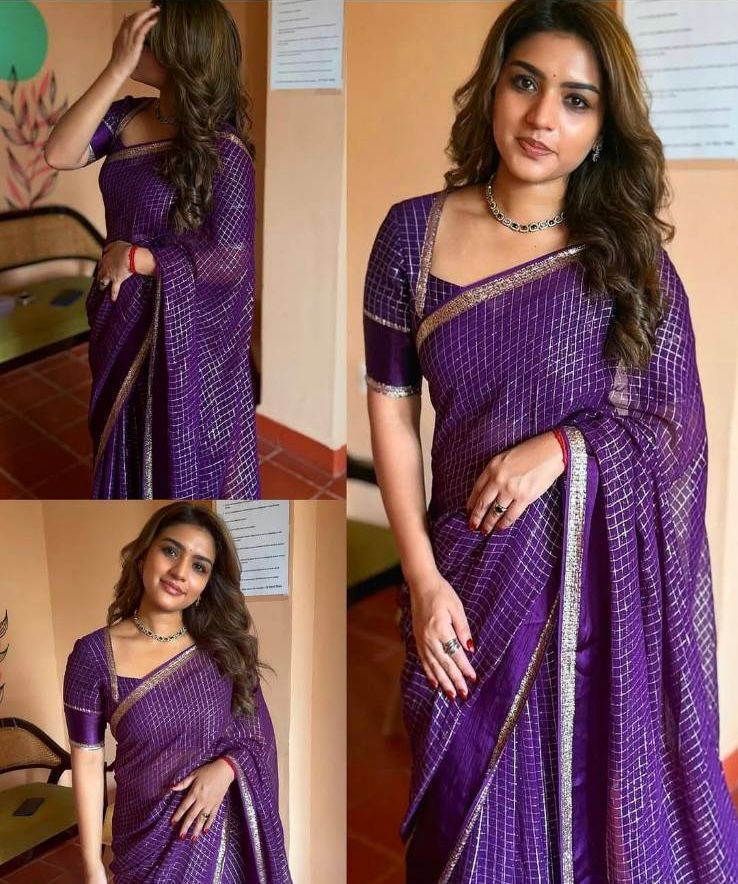 Shabana Inspired Checked Design Saree