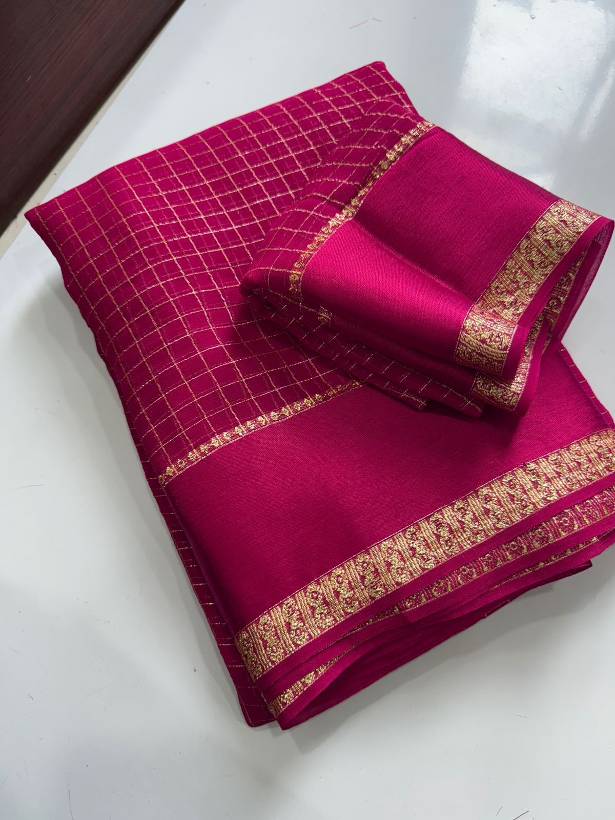 Shabana Inspired Checked Design Saree