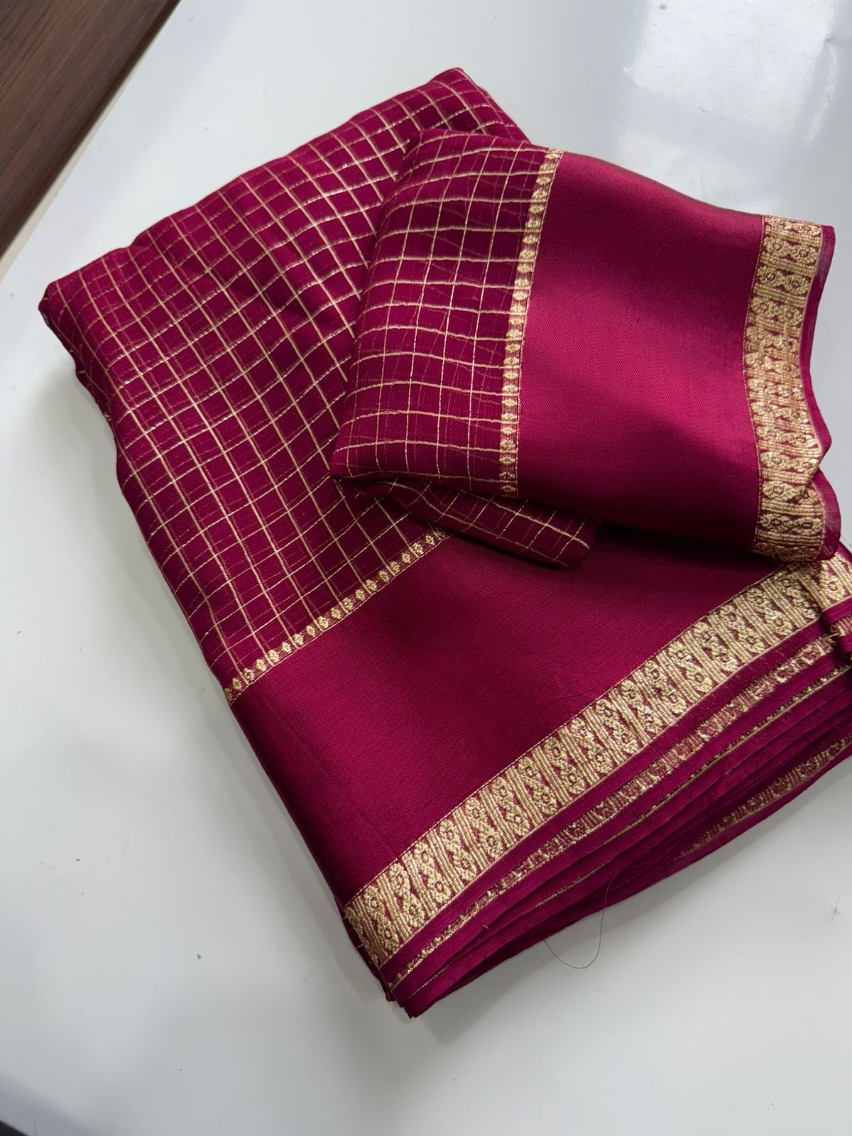 Shabana Inspired Checked Design Saree - Image 7