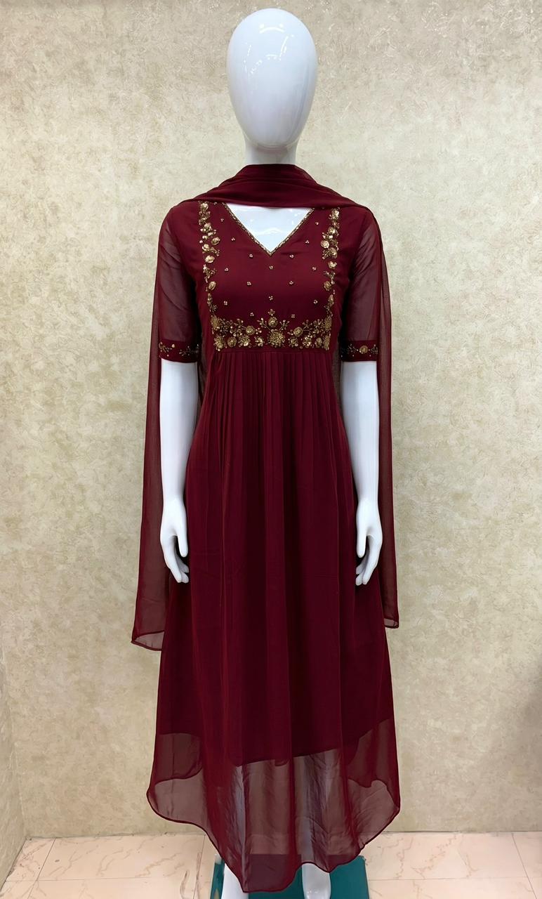 Akalya Handwork Top and Duppatta