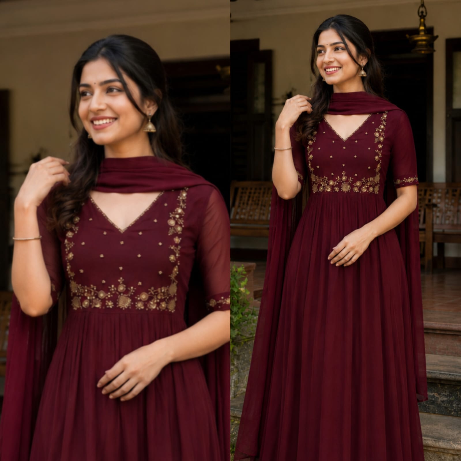 Akalya Handwork Top and Duppatta