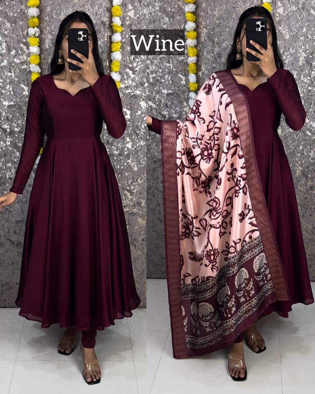 Anarkali With Kalamkari Duppata