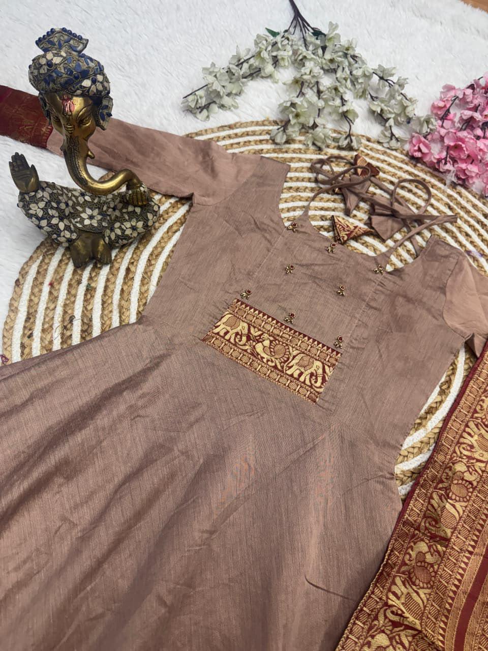 Silk Cotton Anarkali Set - Image 3