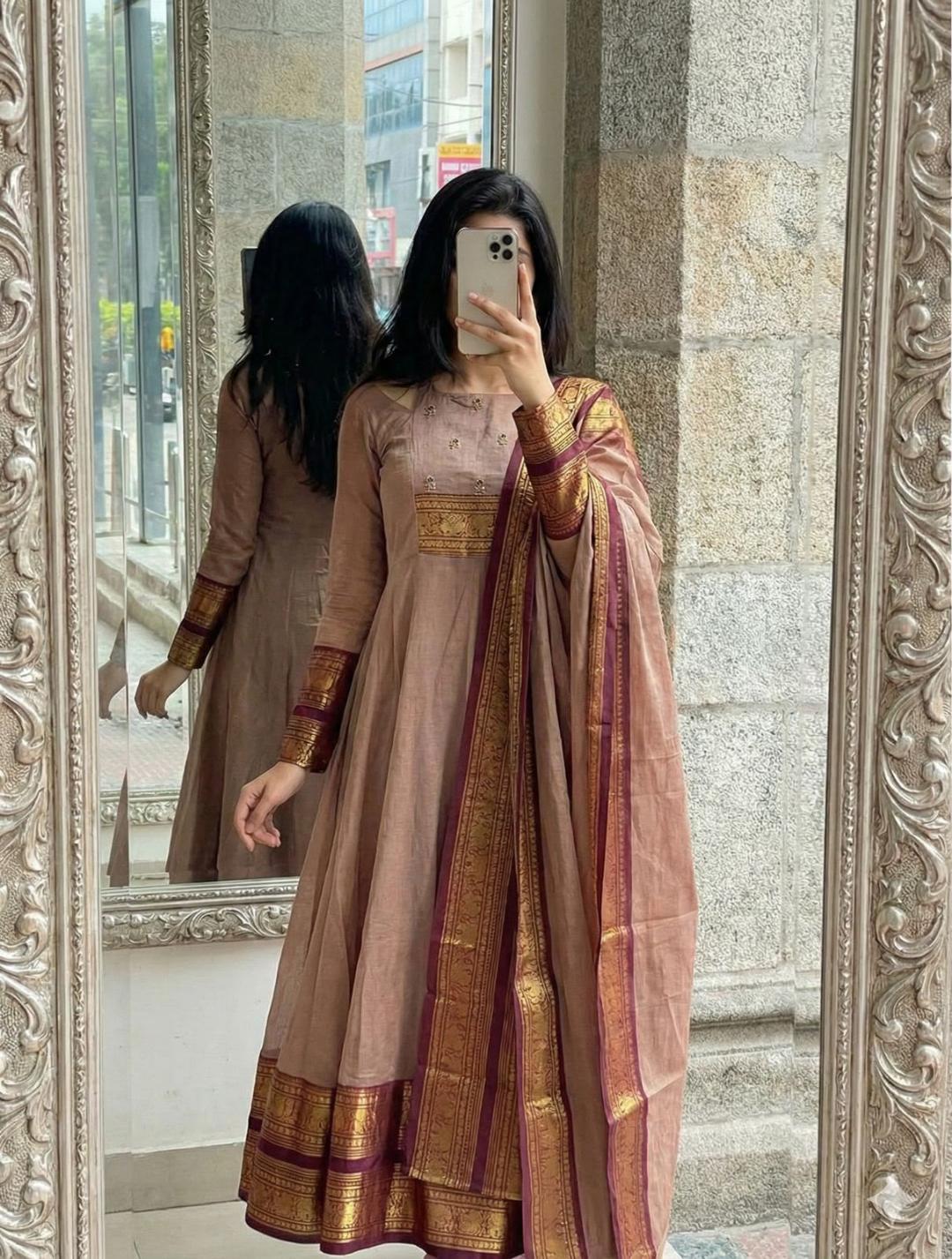 Silk Cotton Anarkali Set - Image 2