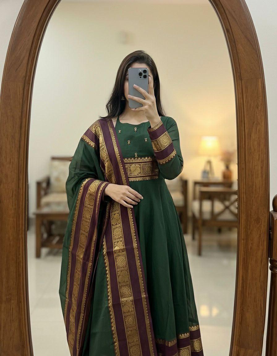 Silk Cotton Anarkali Set - Image 5