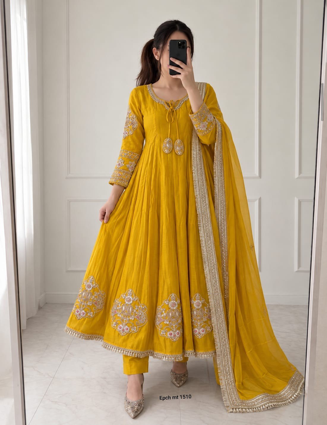 Yellow Kali Anarkali